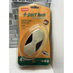 Staples 4-Port Hub Hi-Speed USB 2.0 with Desk Mounting Kit 2 Reusable Cable Ties